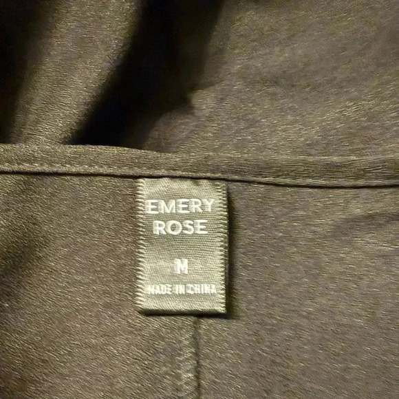 Emery Rose black long sleeve top with scalloped hem sleeves are an open weave - Picture 6 of 8